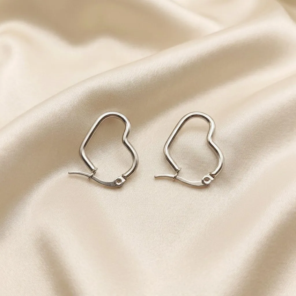 گوشواره قلب نقره ای